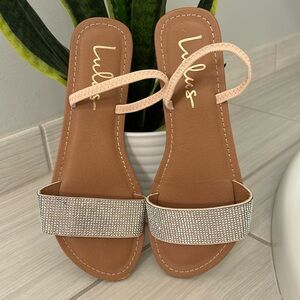 Lulus shimmer studded flat sandals size 7